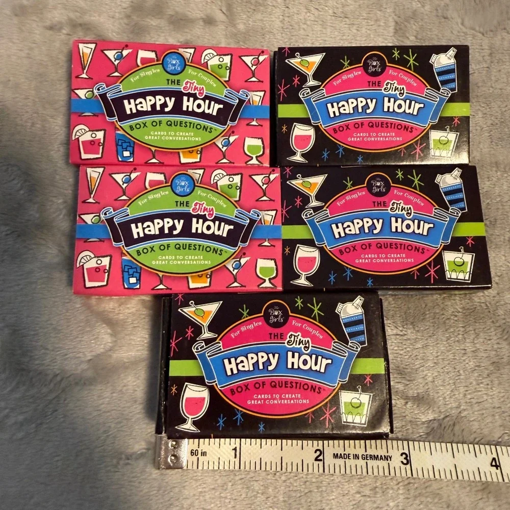 The Box Girls The Tiny Happy Hour Matchbox Style Box of Questions Party Game New